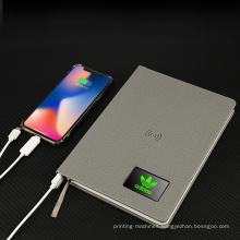 Custom Hard Cover Leather Wireless Charging Notebook with LED Logo Display Screens